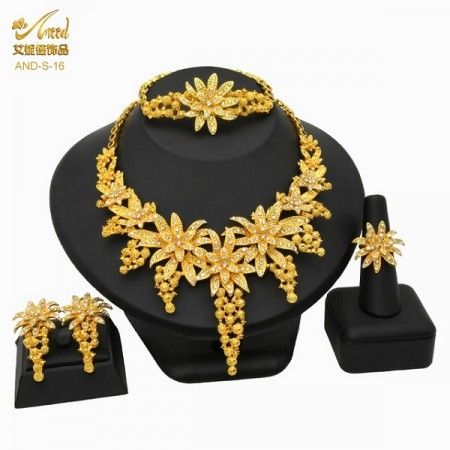 Dubai 24K Gold Plated 4Pcs Necklace Set-404