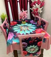 ৬ পিছ চেয়ার কভার এবং ডাইনিং টেবিল কভার 3D প্রিন্টেড- ৫১৪